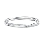 Swarovski Twist bangle, White, Rhodium plated, S