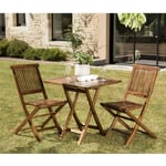 Hanna - Salon de jardin en bois teck huilé 2 personnes - ensemble de jardin : 1 table carrée pliante 70x70cm et 2 chaises