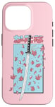 Coque pour iPhone 16 Pro Katana Samurai Rose Fleur de Cerisier Sakura Japon Pastel Anime