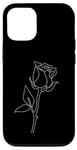 Coque pour iPhone 12/12 Pro Rose Fleur Abstraite Dessin Minimaliste one Line Art