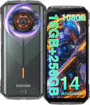 DOOGEE S Punk Téléphone Portable Incassable Android 14, 16 Go RAM + 256 Go ROM/TF 1TB, 10800 mAh 33 W, 126dB Haut-Parleur, 50MP+16MP, 6,58" FHD+90Hz Smartphone Incassable, Lumière LED/NFC/OTG/IP68/IP69K - Vert