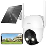 ARENTI 2K Solar Security Camera Outdoor Wireless,360 Pan/Tilt Outdoor Camera Battery Powered,Color Night Vision,Spotlight&Siren,PIR Human Detection,2-Way Talk,IP65 Wifi House Security Camera(2.4Ghz)