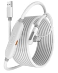 Maxonar Câble de liaison de charge Next-Gen VR 5M compatible avec les accessoires Meta Quest 3S/Quest 3/Oculus Quest 2/Pico 4 et PC/SteamVR, câble USB 3.0 vers USB C haute vitesse 5 Gbit/s (blanc)