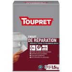 TOUPRET Enduit de réparation en poudre - Extérieur - 1,5 kg - Gris