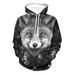 WellWellWell Red Fox Head Black White Sweat à capuche décontracté avec poches et cordon de serrage pour homme et femme Blanc 4XL