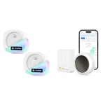 Meross Prise Connectée Matter (FR), 16A Prise WiFi Compatible avec Apple Home, Alexa et Google Home & Thermomètre Hygromètre Intelligent à Énergie Solaire (AVEC HUB), Capteur de Température