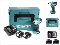 Makita DTW 156 SF1J akkukäyttöinen iskuväännin 18V 155Nm sekä kaksi akkua 3,0Ah ja Makpac, sekä laturi