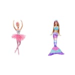 Barbie Dreamtopia Twinkle Lights Mermaid Doll, Doll with Pink and Blonde Hair & Dreamtopia Twinkle Lights Ballerina Doll with Blonde Hair & Light-Up Feature