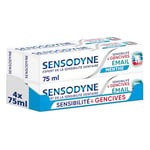 Sensodyne Dentifrice Sensibilité et Gencives, Protection de l'Émail et Traitement Des Dents Sensibles et Gencives, Lot de 4x75 ml