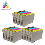 12 Ink Cartridges (set + Bk) For Epson Workforce Wf-2530wf Wf-2540wf Wf-2650dwf