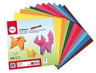 Rayher papier origami dépliants double face FSC Mix Credit lot de 100 feuilles origami en 10 couleurs vives papier japonais bricolage pour enfant et adulte 15 cm x 15cm, 80/m²