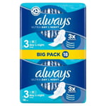 Sanitary Towels Pads Size 3 Always Ultra Night Wings Womens Pack of 18 x2 pack