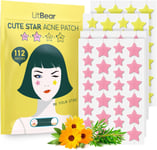 Acne Patch Pimple Patch, Pink & Yellow Star Shaped - 112 Patches, 14mm & 10mm