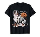 Bernese Mountain Dog Skeleton Jack O Lantern Funny Halloween T-Shirt