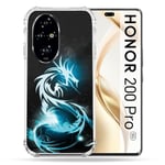 Cokitec Coque Renforcée pour Honor 200 Pro 5G Fantastique Dragon Bleu