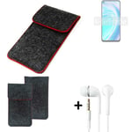 Cover for OnePlus Nord CE 2 Lite 5G dark gray red edges Sleeve + earphones