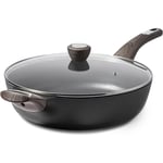 SENSARTE 30cm Deep Nonstick Frying Pan, 4.6L Saute Pan with Lid, Large 30 cm