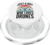 Just A Boy Who Loves Drones Drone Lover Pilote d'antenne amusant PopSockets PopGrip pour MagSafe