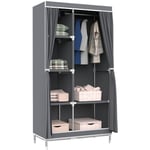 Armoire double en tissu avec rideaux coulissants Blanc/Gris 90x43x168cm Thinia Home