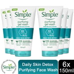 6 x 150ml Simple Daily Skin Detox Purifying Face Wash