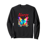 Nurse Nature lover Garden Butterfly Boho chic Floral Sweatshirt