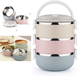 Thermal Lunch Box Portable Stainless Steel Lunch Box Container 2/3/4 Layers Stackable Leak-Proof Thermal Bento Boxes for Kids Adults Food Container for School Office Work Home Picnic（2.1L）