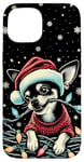 Coque pour iPhone 15 Cordon lumineux de Noël à mâcher pour chihuahua