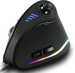 SOURIS ERGONOMIQUE FILAIRE AVEC JOYSTICK, SOURIS GAMER VERTICALE 11 BOUTONS PROGRAMMABLES 10000 DPI RÉGLABLES GAMING MOUSE POUR PC MAC USB ORDINATEUR NOIR[CLA171692]