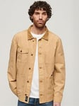 Superdry Cotton Worker Jacket - Light Brown, Light Brown, Size S, Men