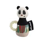 Les Déglingos - Anneau Dentition Hochet Maracas Rototos le Panda - Doudou Bébé Puériculture - Jouet d'Éveil - 13 cm - Rembourrage Recyclé