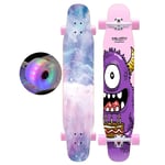 47 Pouces Dancing Longboard avec Flash Wheel Pro Cruiser Skateboards Deck Complet Double Kick Concave Freeride Carving Skateboard Charge 400 LB pour Les Adolescents Adultes