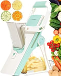 Mandoline Slicer Safe Vegetable Chopper-Julienne Dicer for Kitchen, Potato Slicer, Adjustable Vegetable Cutter with Container, Multifunctional 6 in 1 Food Chopper (White)