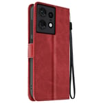 Avizar Folio case for Motorola Edge 50 Pro Wallet with hand strap, Red