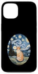 Coque pour iPhone 13 Robe Nuit Étoilée et Robe Van Gogh Chat Orange Chat Roux