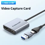 Lemorele Ac07 Video Capture Card 1080P60hz Ulostulo Hdmi-Yhteensopiva Tulo Ja Lähtö 1080P60hz Loop Out Suoratoistoa Varten Ps4/5