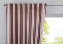 Gardinenbox Cationic « JENA » Rideau Opaque Aspect Lin chiné avec embrasses, Polyester, Taupe, HxB 145x140 cm