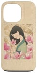 Coque pour iPhone 13 Pro Disney Princess Classic Mulan Lotus Rose