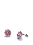 Buckley London The Carat Collection - Pink Round Halo Earrings