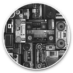 2 x Vinyl Stickers 15cm (bw) - Radios Cassette Player Retro Music  #36180