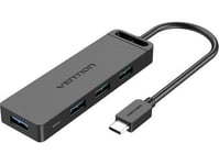 Usb-C 3.0 Hub Up To 4 Ports With Power Supply Vention Tgkbd 0.5M Black Abs