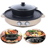 Senderpick - 2200W Electrique Gril multifonctions Hot Pot Beef Poêle bbq Pizza Party Anniversaire 2IN1