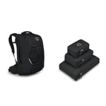 Osprey Europe Men's Backpack, Black, One Size & Packing Cube Set Unisex Accessories - Travel Black O/S