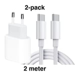 2st Samsung Snabbladdare - Adapter + Kabel 20W USB-C 2m Vit