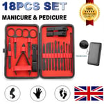 18pcs Manicure Pedicure Nail Care Set Cutter Clippers Kit Case Mens Ladies Gift