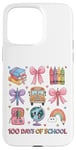 Coque pour iPhone 15 Pro Max Girls 100 Days of School Coquette Bow Bus Book Crayon