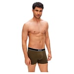 BOSS Mens Trunk 24 Logo Stretch-Cotton Trunks with Logos and Stripes Green