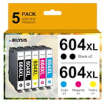 AIRLYSIS 604XL Cartouches d'encre Compatible pour Epson 604 XL pour Expression Home XP-2200 XP-2205 XP-3200 XP-3205 XP-4200 XP-4205 Workforce WF-2910 WF-2930 WF-2935 WF-2950 (Paquet de 5)