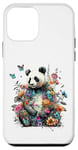 Coque pour iPhone 12 mini Panda mignon avec fleurs et papillons pour femmes, filles et enfants