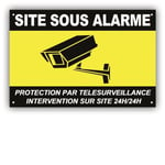 PANNEAU ALARME VIDEO SURVEILLANCE 300 x 200 mm PVC + 4 trous - PROTECTION PAR TELESURVEILLANCE - INTERVENTION SUR SITE 24H/24H - CNJ