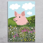 Tile Picture Pig Ceramic Plaque Sign Farm Decor Wall Art Kate Pearson 30x20cm